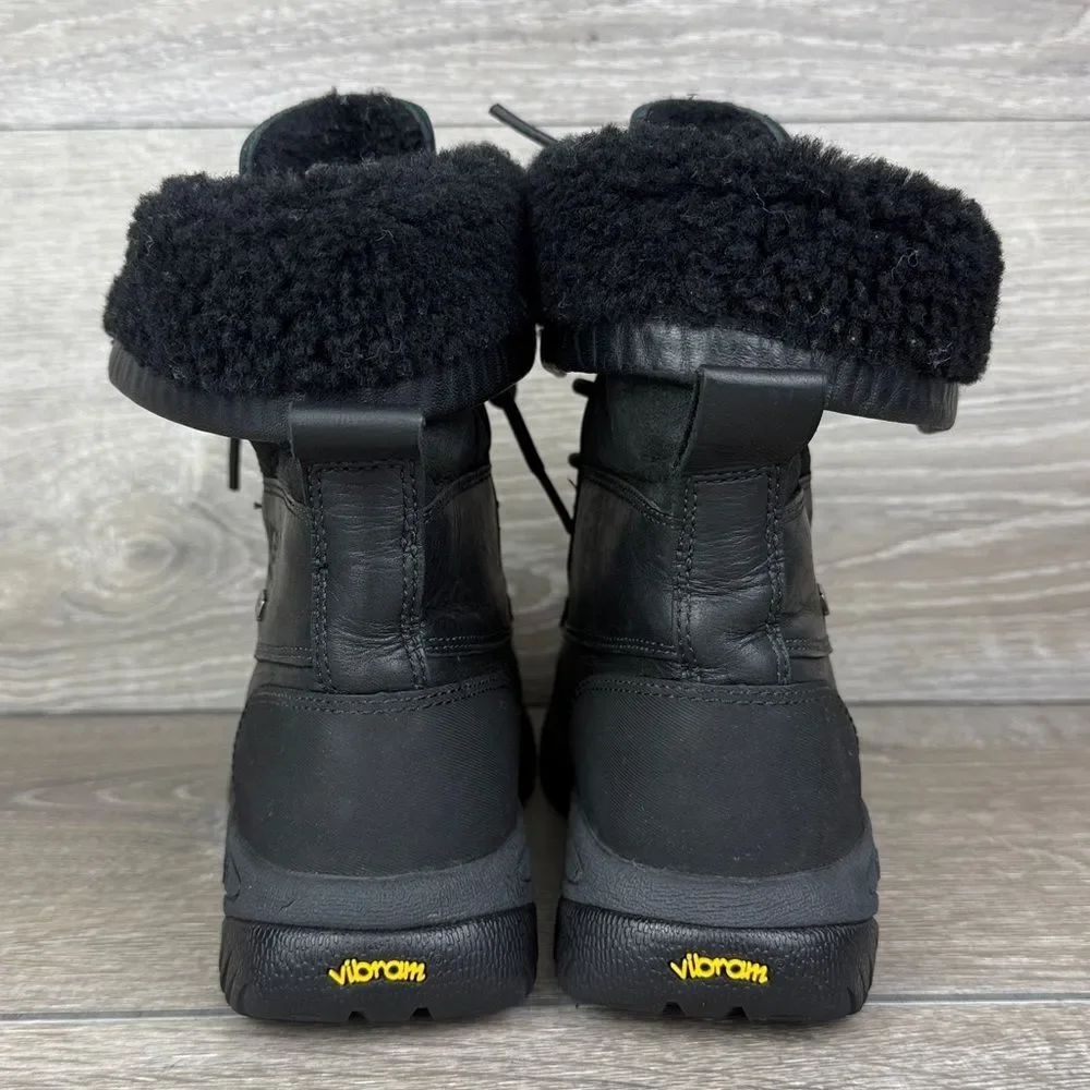 Ugg Butte Little Kid Sz 3 Black Suede Warm Waterproof Shearling Vibram Snow Boot